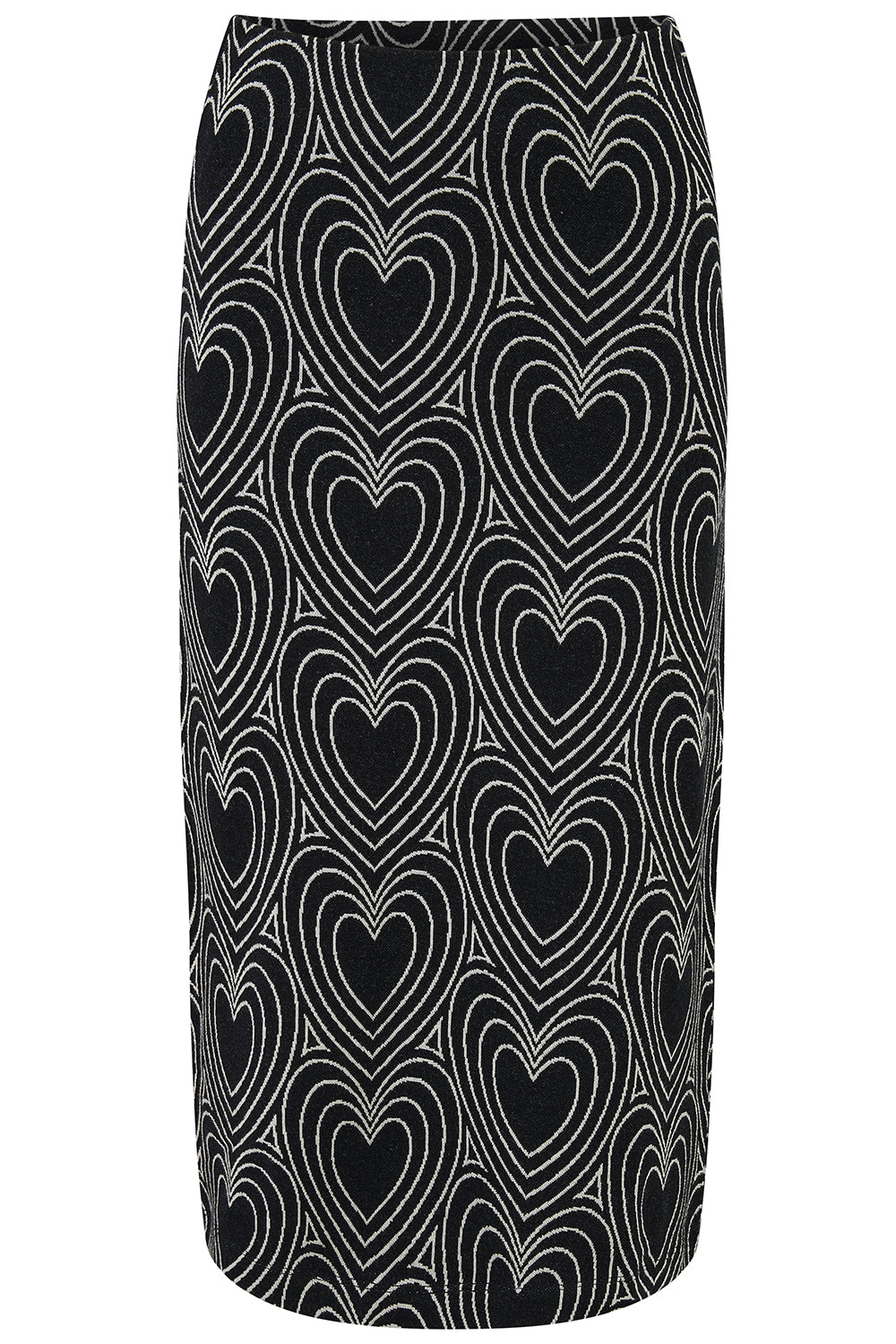 Faith Jersey Jacquard Midi Skirt - Black/Off White, Heart Explosion