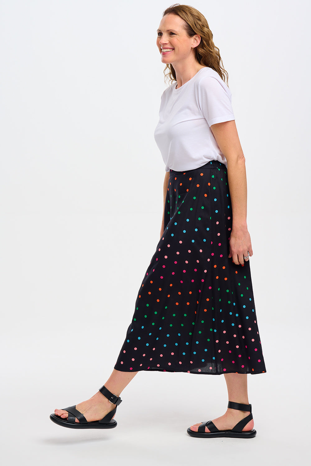Zora Skirt - Black, Rainbow Polka