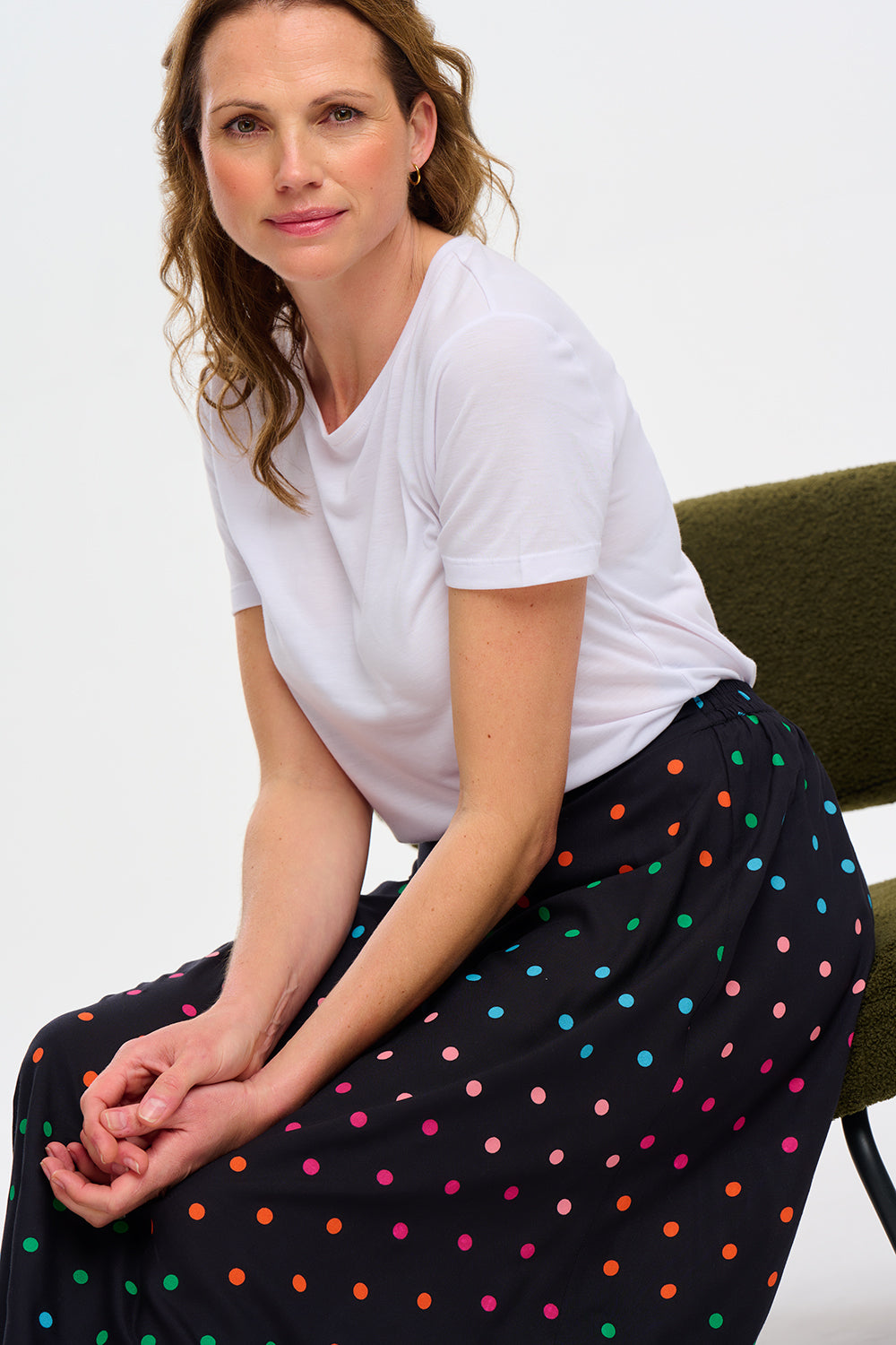 Zora Skirt - Black, Rainbow Polka