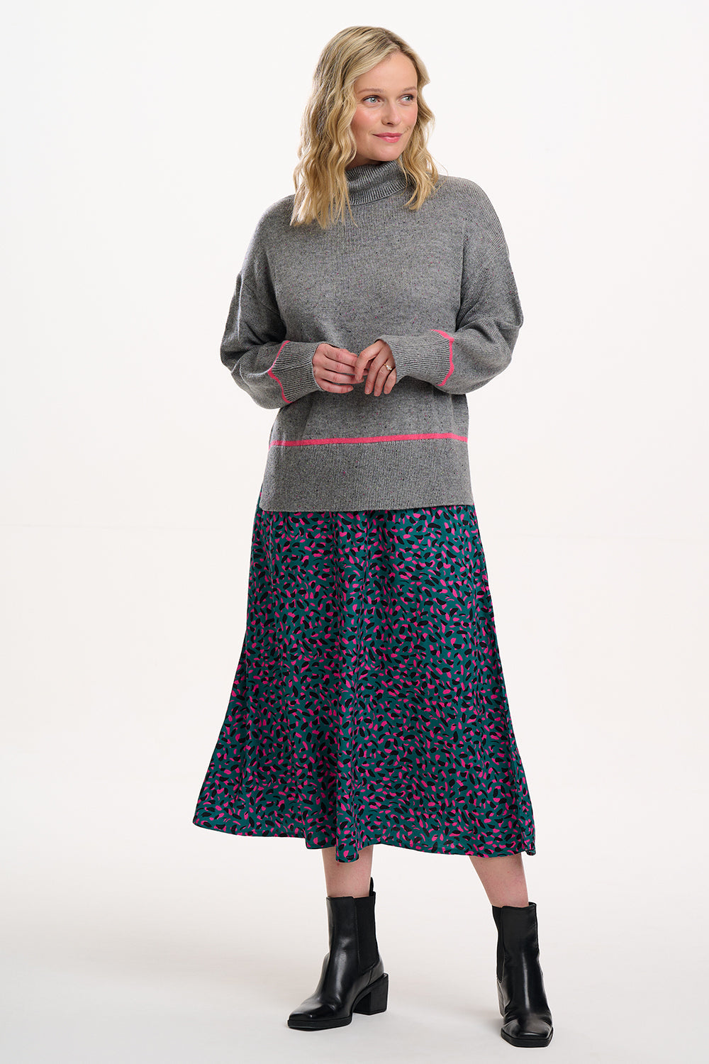 Krista Skirt - Green, Layered Spot