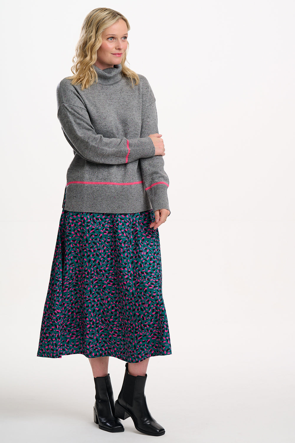 Krista Skirt - Green, Layered Spot