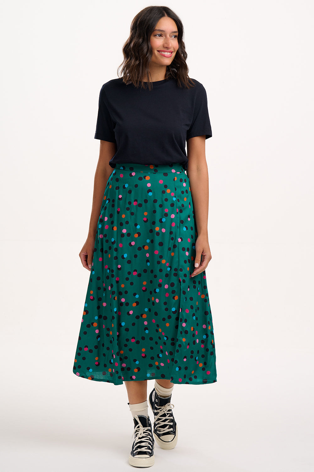 Rosalind Skirt - Green, Rainbow Dappled Spot