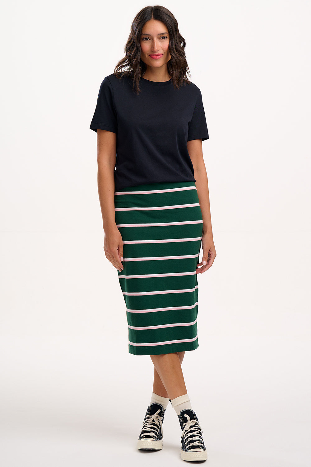 Saskia Jersey Skirt - Green, Colour Pop Stripe