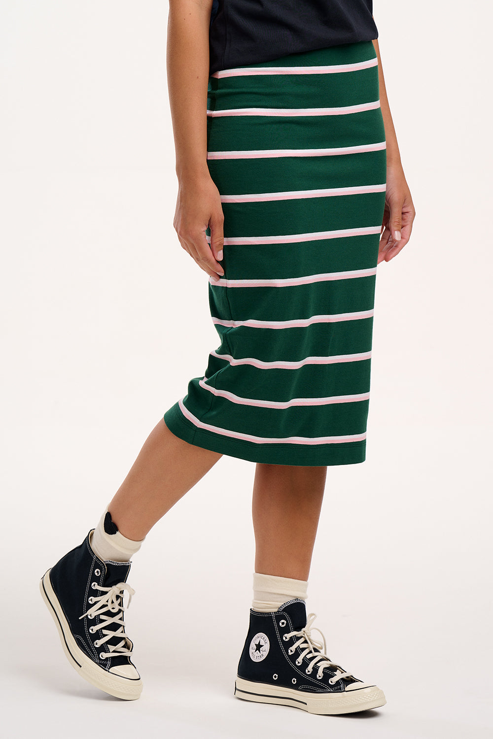 Saskia Jersey Skirt - Green, Colour Pop Stripe