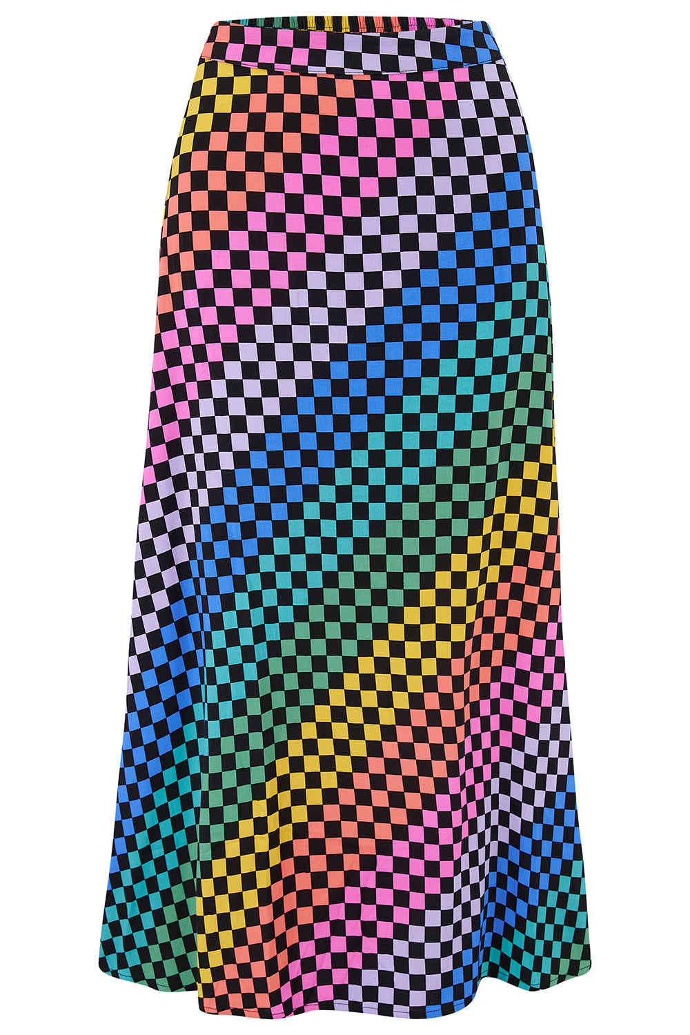 Zora Skirt - Black/Multi, Rainbow Checkerboard
